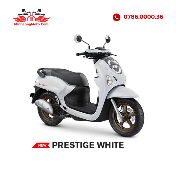 Hình ảnh xe Honda Scoopy Prestige 2025 màu trắng nhám với khóa Smartkey
