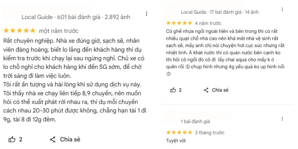 Nhà xe Như Quỳnh nhận được nhiều đánh giá tích cực từ hành khách về chất lượng