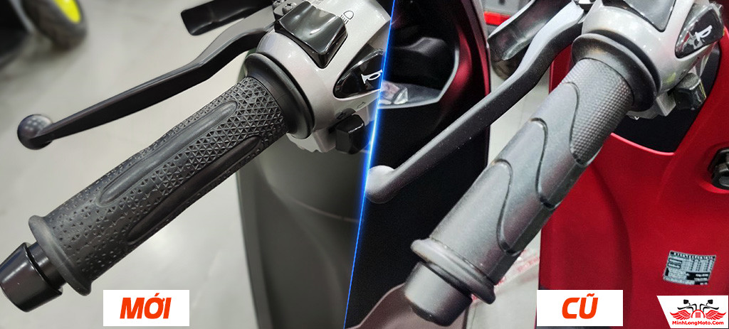 Thiết kế tay lái mới với bao tay cao su họa tiết lục giác của Honda Scoopy