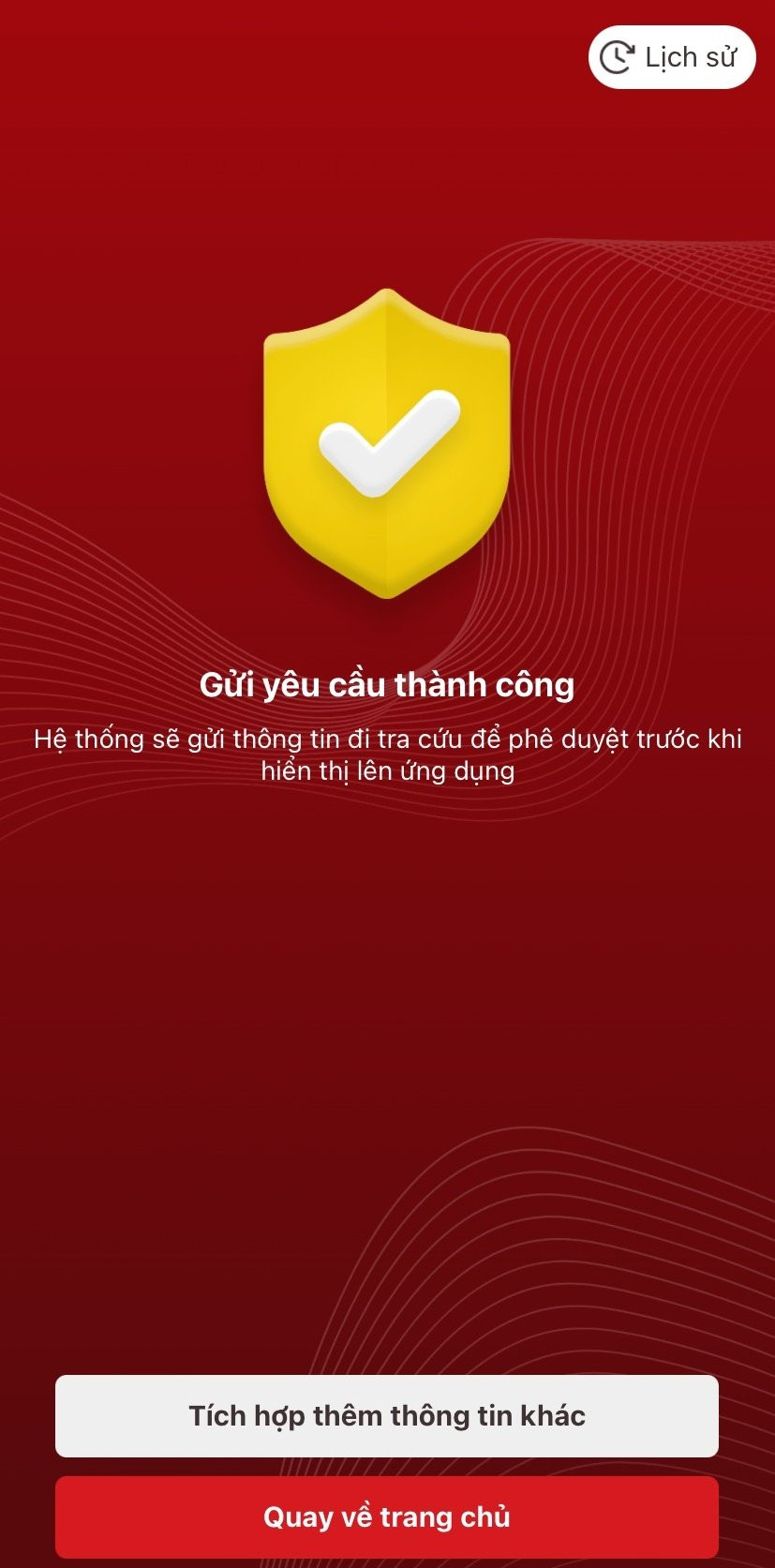 Thông báo xác nhận gửi yêu cầu thành công trên VNeID, hoàn tất việc đăng ký xe điện tử.