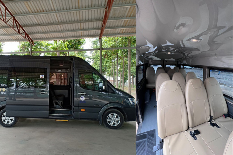 Xe khách 16 chỗ đang di chuyển trên đường, minh họa quy định số người cho phép