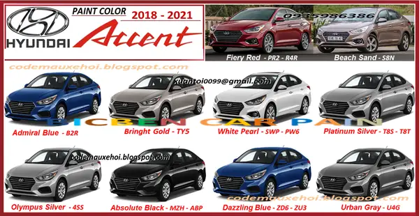 Các Công Thức Màu Xe Ô Tô Hyundai Phổ Biến Và Cách Lựa Chọn